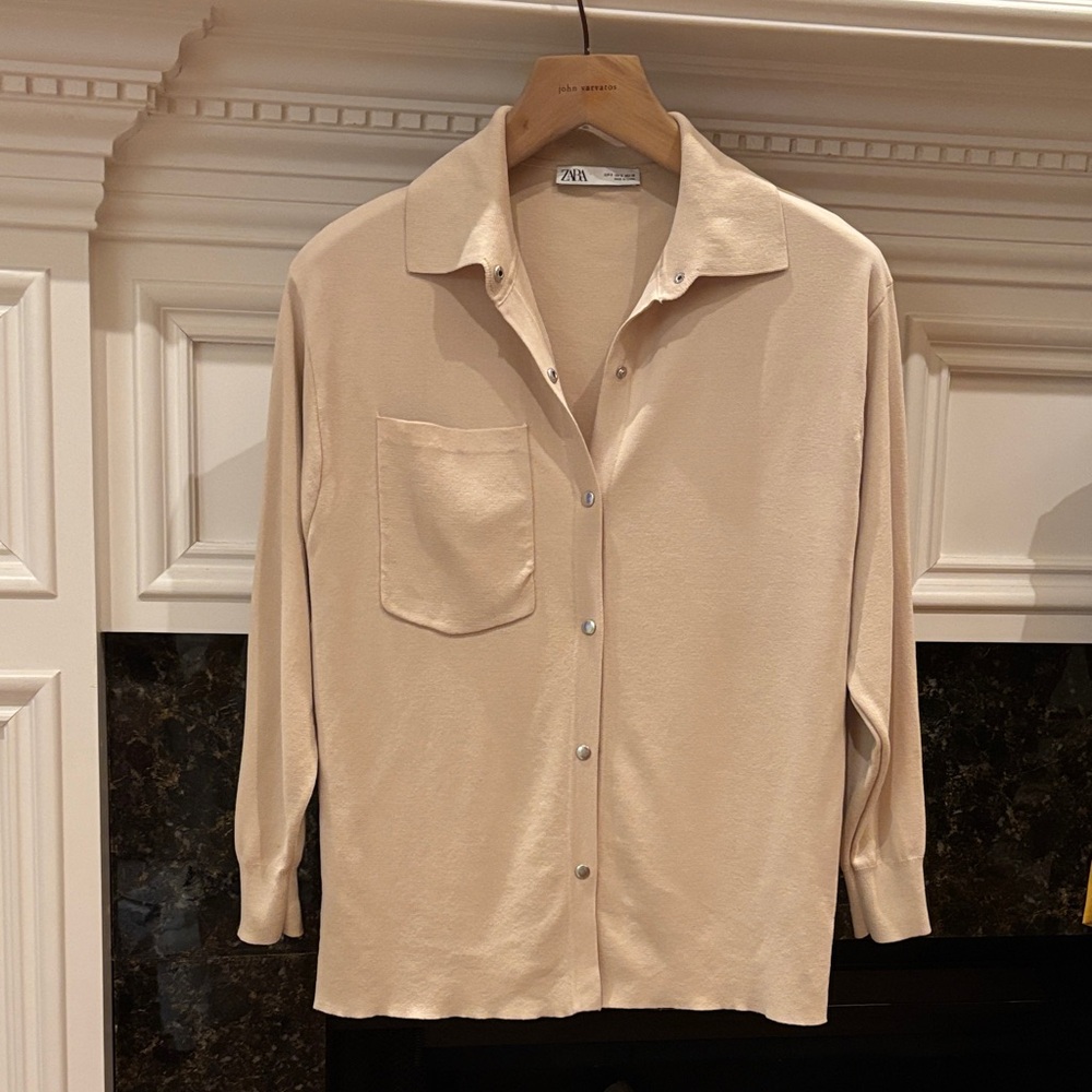 Zara long sleeve beige cardigan jacket top sz.S
